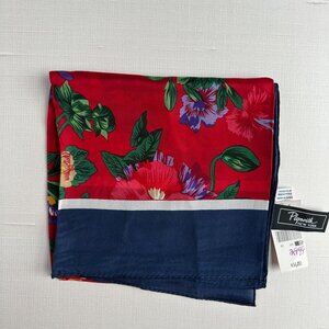 Plymouth NY Brown Orange Yellow Floral Silk Scarf 31x31